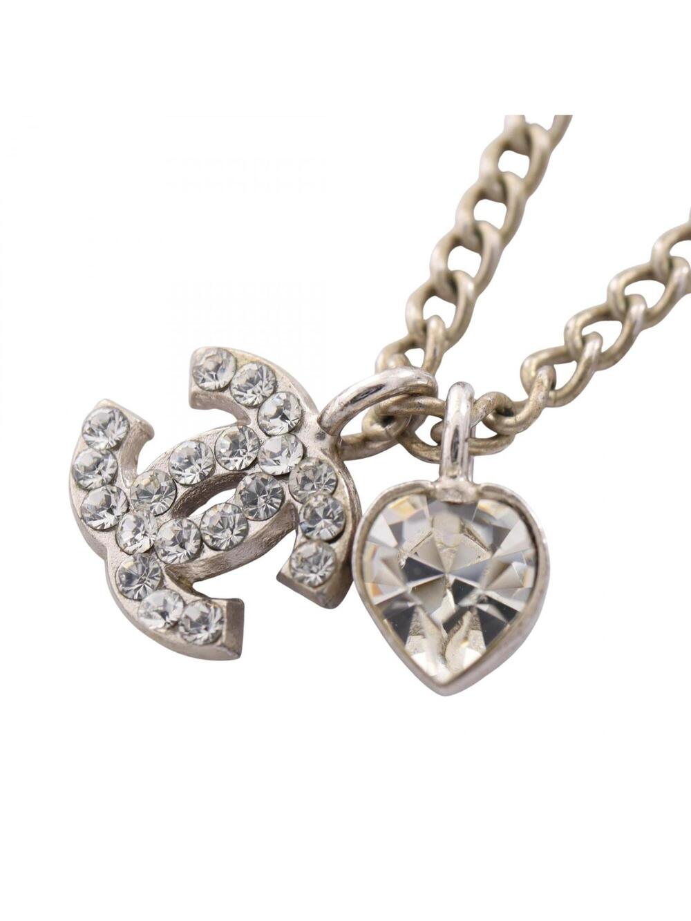 Chanel Cc Logo Heart Pendant Necklace #357805C79B